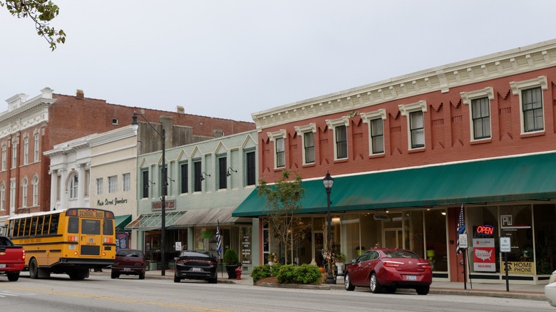 Historic storefronts in Darlington, South Carolina