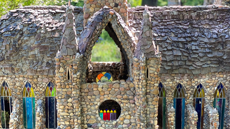 The whimsical Rock Garden in Calhoun, Georgia, with its structures made out of pebbles and glass