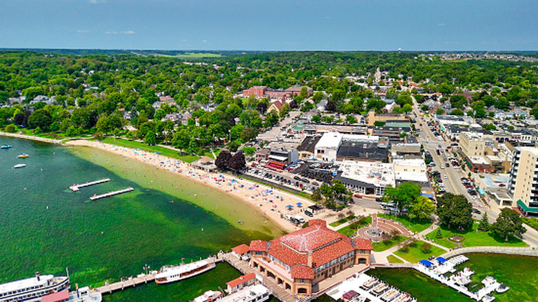 An aerial view of Lake Geneva, Wisconsin