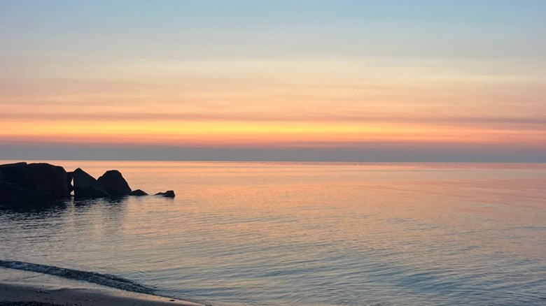 Sunset over Lake Michigan in Pleasant Prairie, Wisconsin