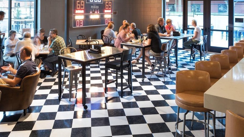 interior of the Periodic Table Restaurant and bar inside the Hotel Grinnell