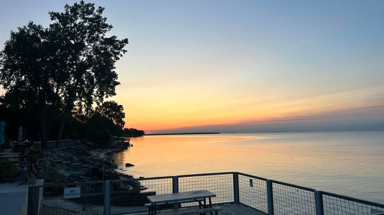 Dock overlooking Estral Beach at sunset