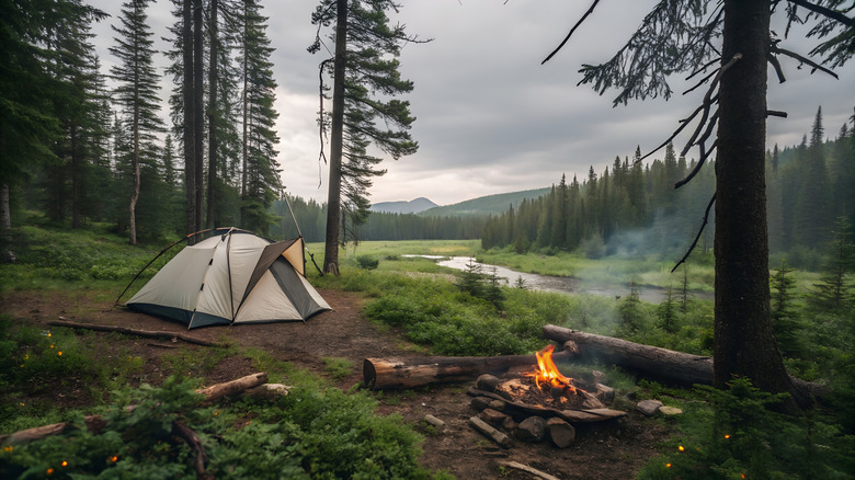 Camping tent in Sequoia National Park