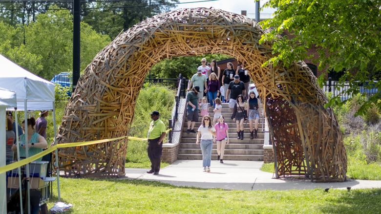 People crowding at outdoor festival in Hillsborough, North Carolina
