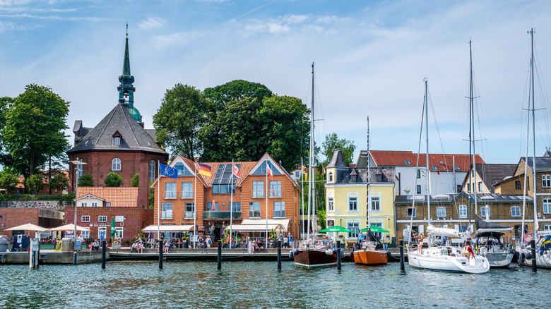 port town with boats in germany