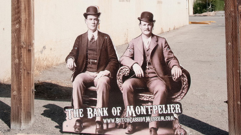 Cutout depicting Butch Cassidy and the Sundance Kid in Montpelier