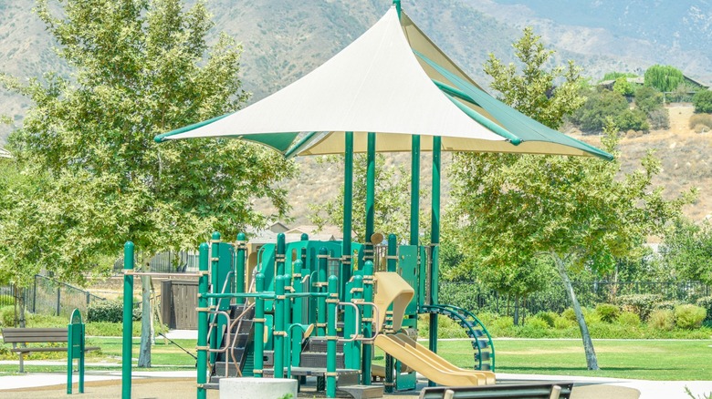 An outdoor playground on a sunny day in California