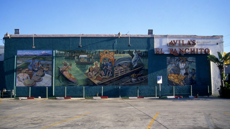 Mural on the side of Avila's El Ranchito in Huntington Park, California