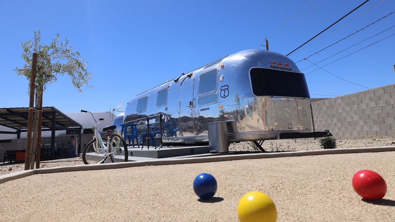 View of Airstream trailer at Tin Can Alley