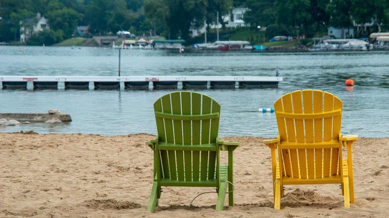 Beach chairs on the beach in Oconomowoc