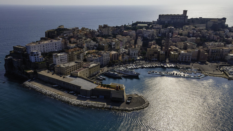 The old town of Gaeta, Italy, surrounded by the sea