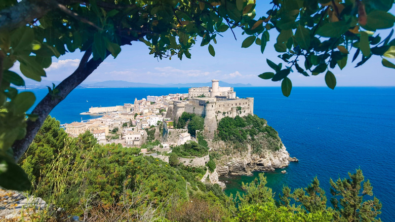 The Italian city of Gaeta overlooking the sea from above