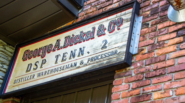 Entrance sign outside George Dickel, Cascade Hollow Distilling Co. in Tullahoma, Tennessee