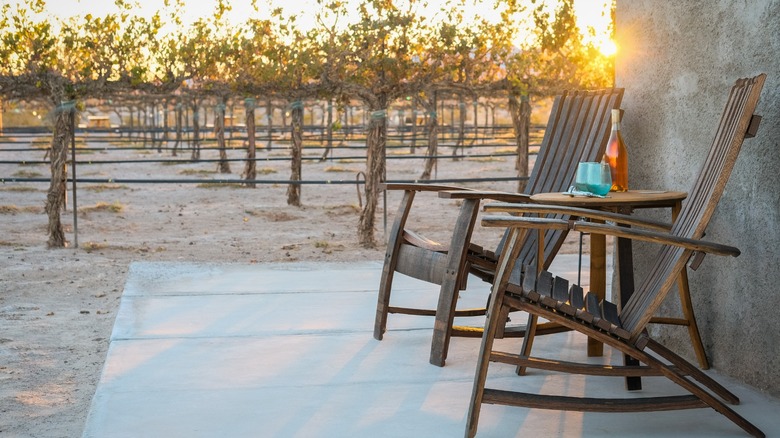 Photo outside of the Bottling Room at Tarantula Ranch Vineyard near Death Valley