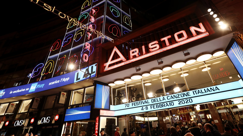 Guests arrive to the famous Ariston theatre for the Sanremo Music Festival