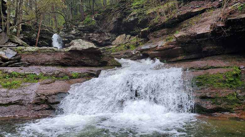 Tumbling waterfall in the woods of the Indian Head Wilderness in New York