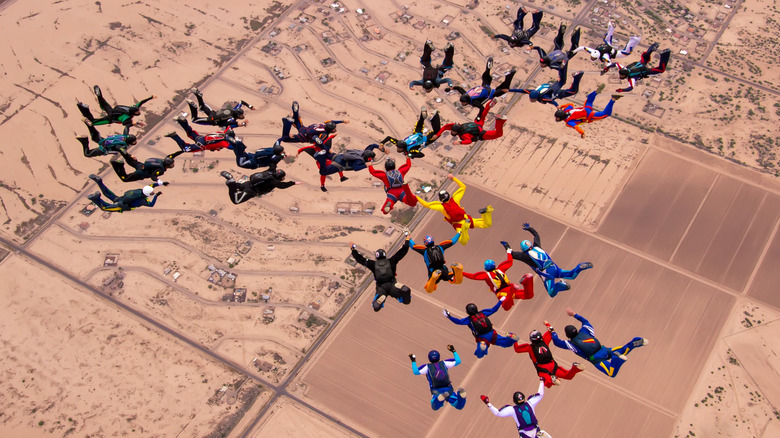 A bunch of skydivers in Eloy