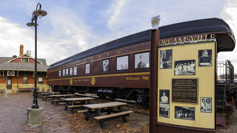 Picnic tables and outdoor railroad museum Dennison, Ohio