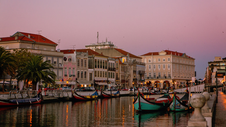 Canal and colorful boats in Aveiro, Portugal