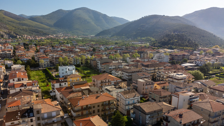 Aerial view of the cityscape of Fondi