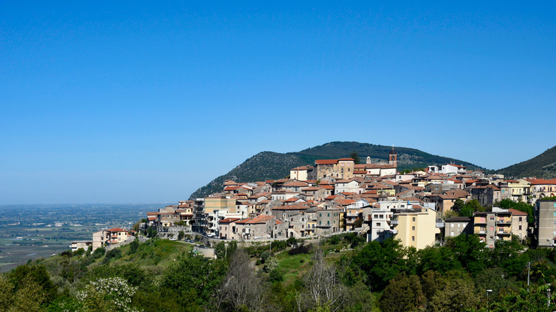 the town of Sezze, Italy on lush hilltop