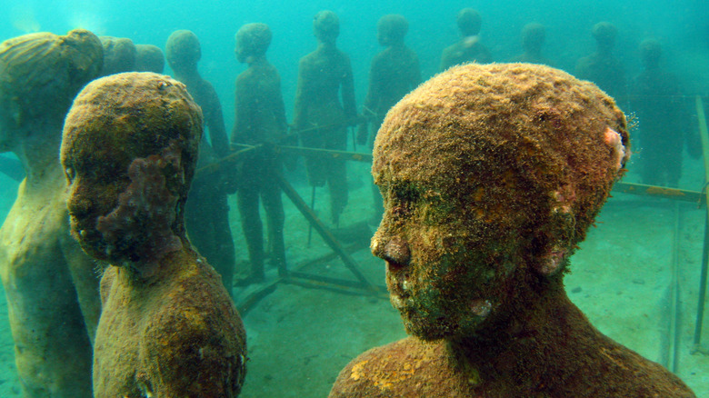 Underwater sculptures at Molinere Underwater Sculpture Park in Grenada
