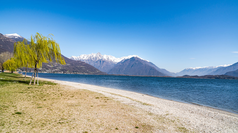A beach in Domaso, on Lake Como in Italy