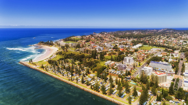 Port Macquarie's Central Business District, seen from the north on a sunny day