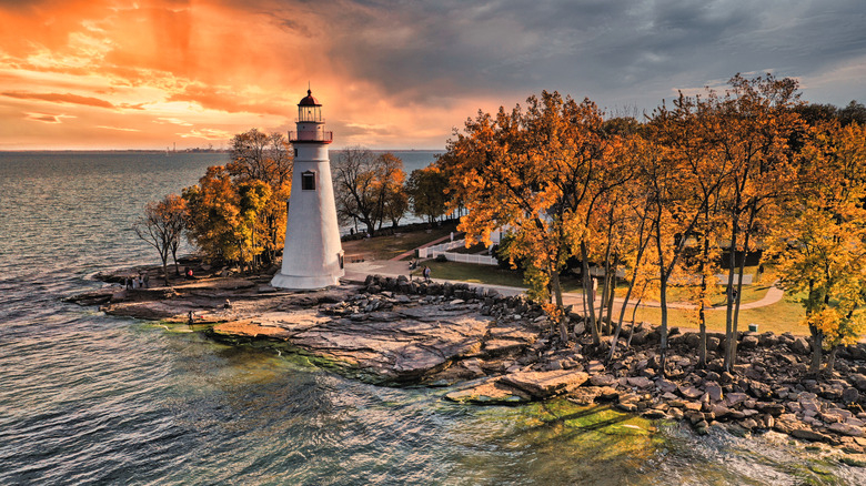 The Marblehead Lighthouse on the shores of Lake Erie in Marblehead, Ohio