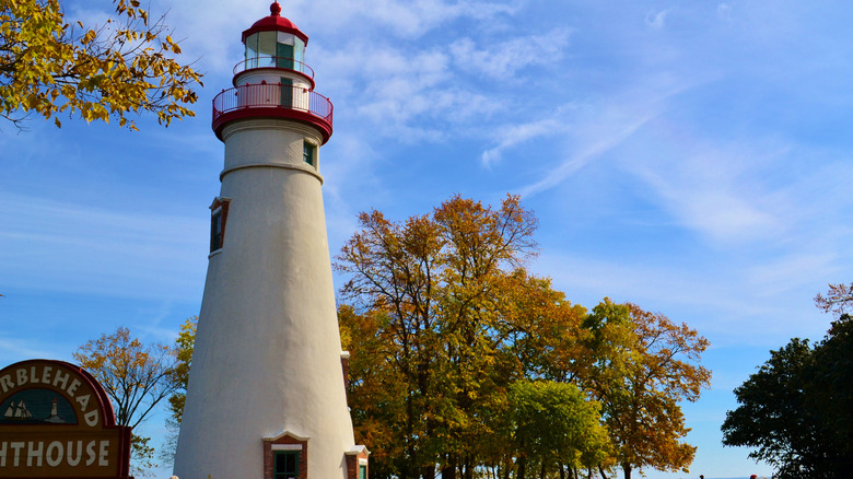 Marblehead Lighthouse on Ohio's Lake Erie shore in the fall