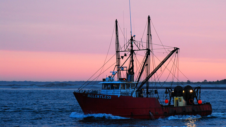 Fishing vessel at sunset in Barnegat Bay