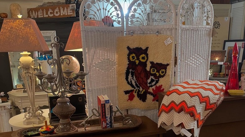 Vintage items on display in antique store