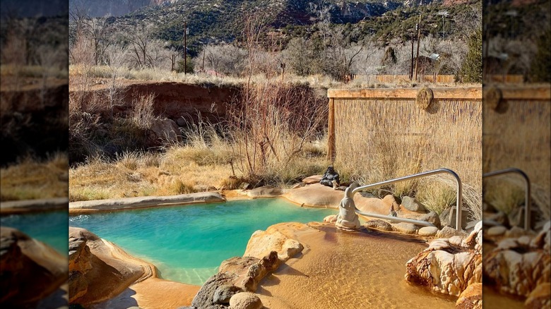 Mineral pool in red-rock desert