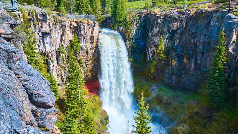 An aerial view of Tumalo Falls