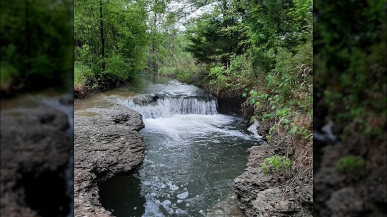 A waterfall and river in Herman Baker Park, Sherman, Texas