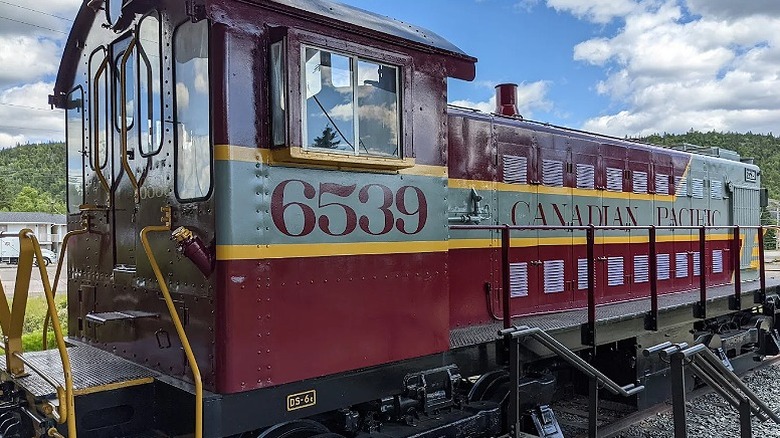 The front of the 1953 Canadian Pacific train at Schreiber Discovery Centre & Railway Museum.