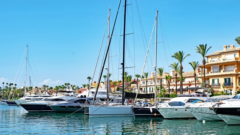 Pleasure boats in docked in the Sotogrande marina