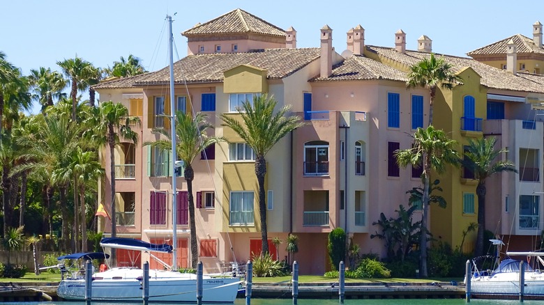Colorful waterfront homes in Sotogrande, Spain