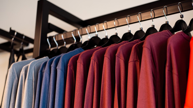 Rack of shirts hanging in a retail store