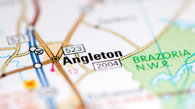 A map of Angleton, Texas