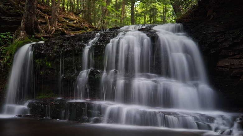 Waterfall in Rock River Canyon Wilderness in Michigan