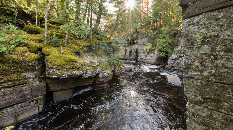 The Sturgeon River Gorge running downstream from Canyon Falls in Michigan