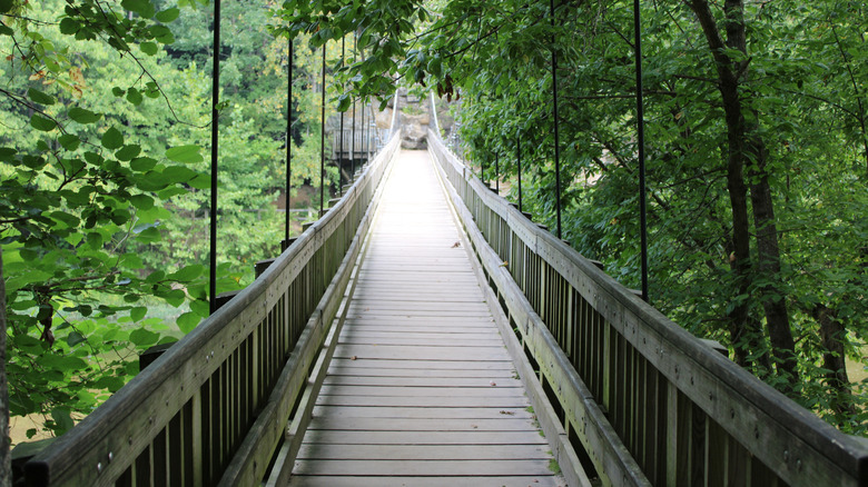 The suspension bridge at Turkey Run State Park in Indiana
