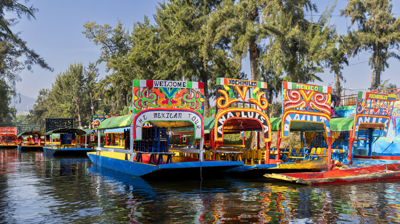 Colorful boats in Mexico City