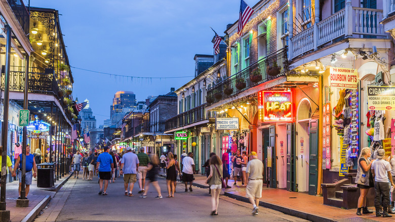New Orleans Bourbon Street at twilight