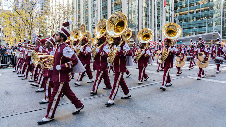 A marching band in a parade
