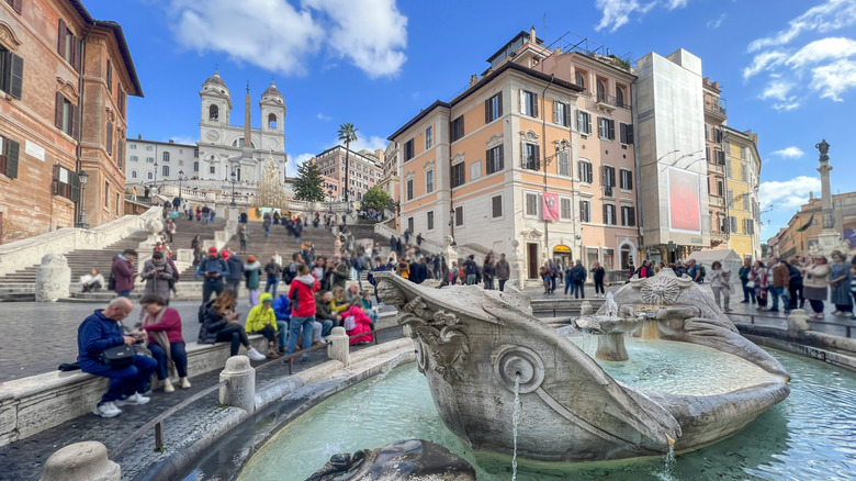 Fontana della Barcaccia near the Spanish Steps