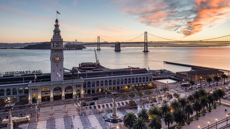 An aerial view of the Ferry Building Marketplace