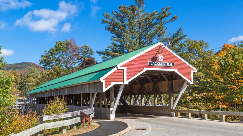 Famous covered bridge in Jackson, New Hampshire