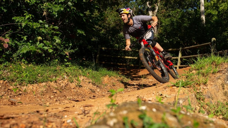 Biker on Slaughter Pen Trails in Bentonville, Arkansas